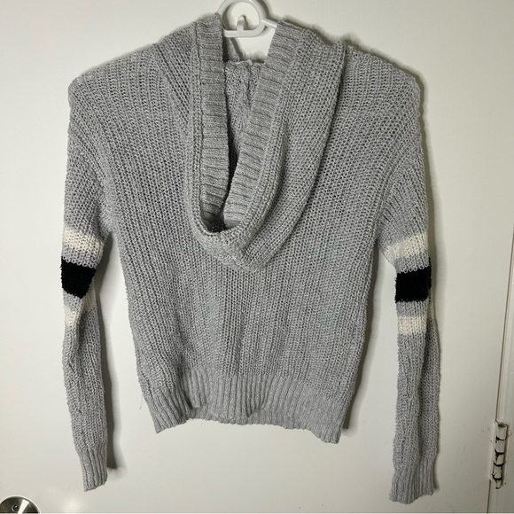 Justice | Girls gray Paris knitted hooded long sleeve sweater | size 12 - Picture 4 of 4